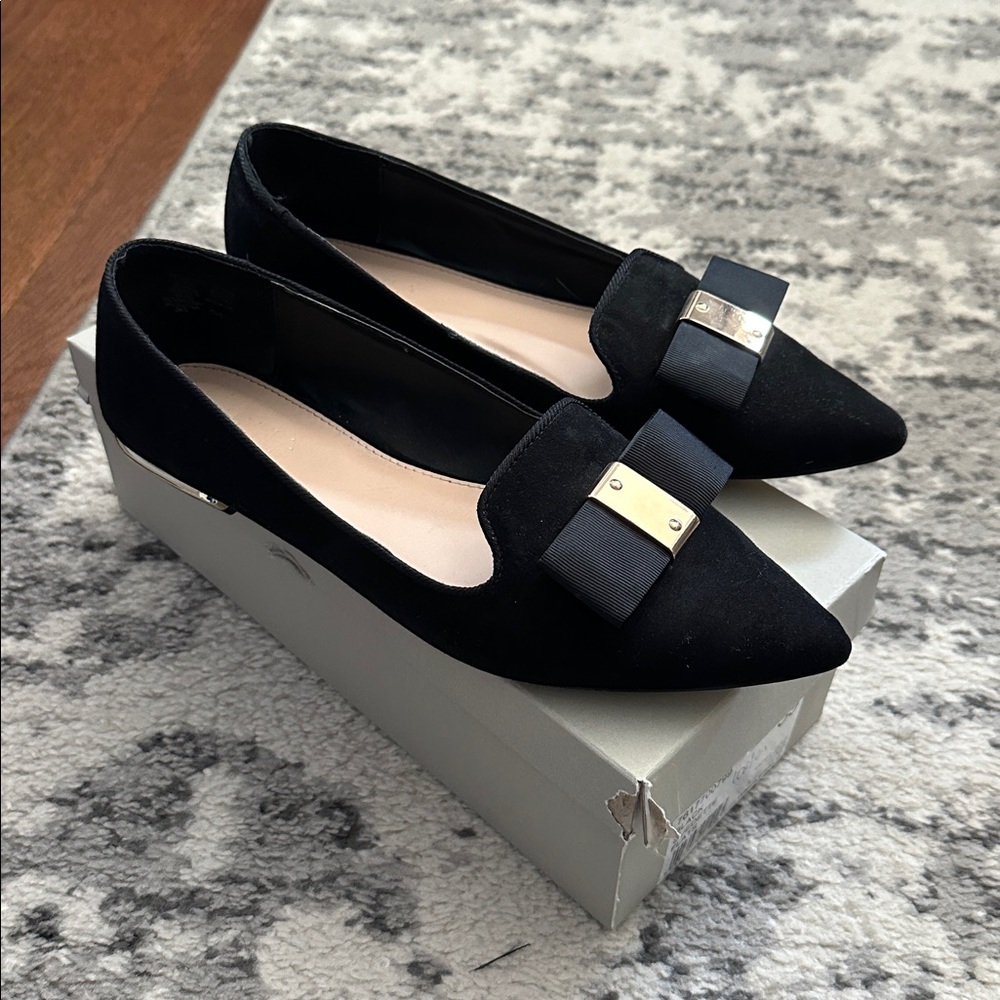 Carvela by Kurt Geiger Black Suedette Major Loafers with Bow Accent 39